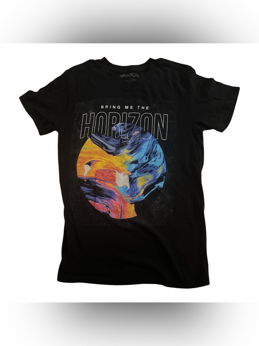 Bravado Bring Me The Horizon Black Tee with Multicolor Planet Hot Topic T-Shirt